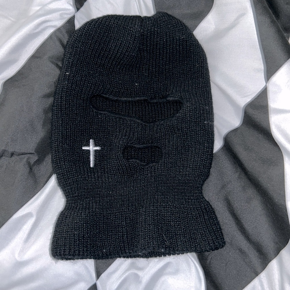 Black cross ski mask